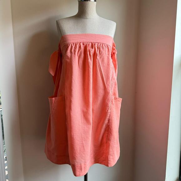 Free People Peach Linen Cotton Off Shoulder Mini Dress Size Small - Picture 1 of 8